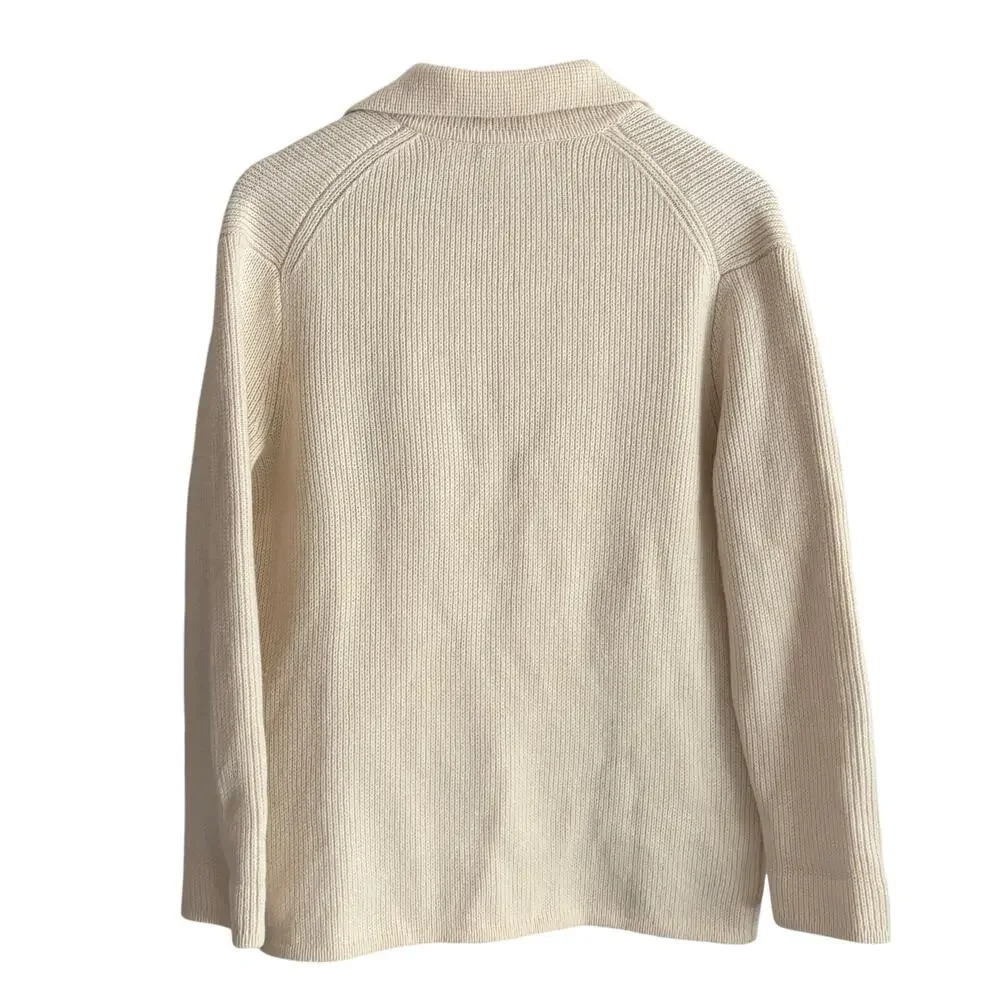 J Crew Double Breasted Sweater Blazer S White Cardi Oversized AF390 J.Crew Wool